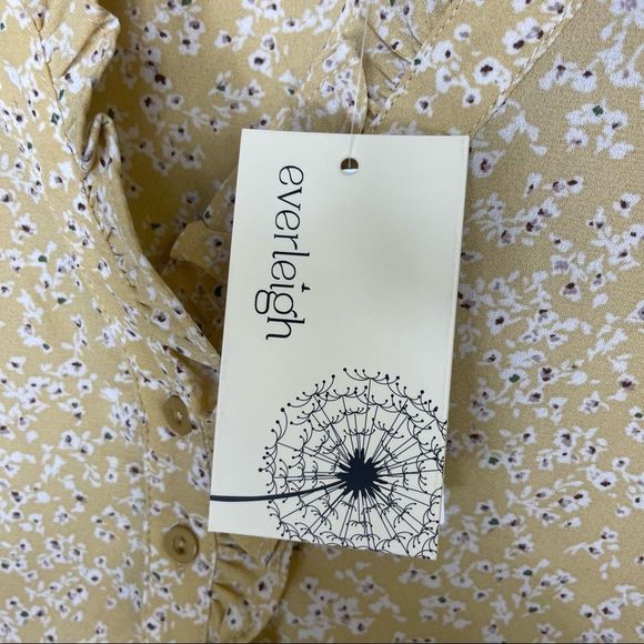 Everleigh Top Size XS Blouse Floral Yellow White Sleeveless Button Shirt V-neck - Picture 8 of 10